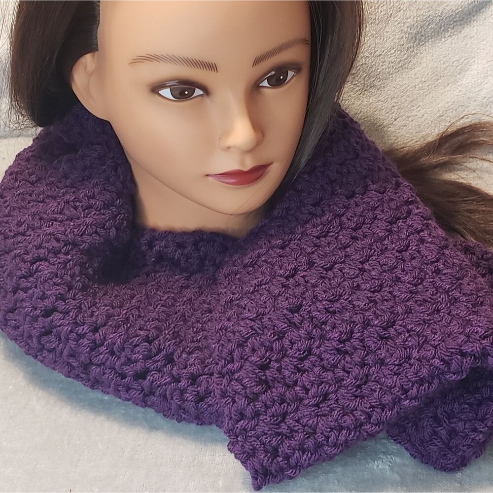 Crochet Winter Scarf, Purple